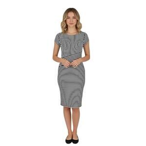 Banana Republic Black & White Striped Jersey Sheath Dress Womens Size‎ 6 NEW